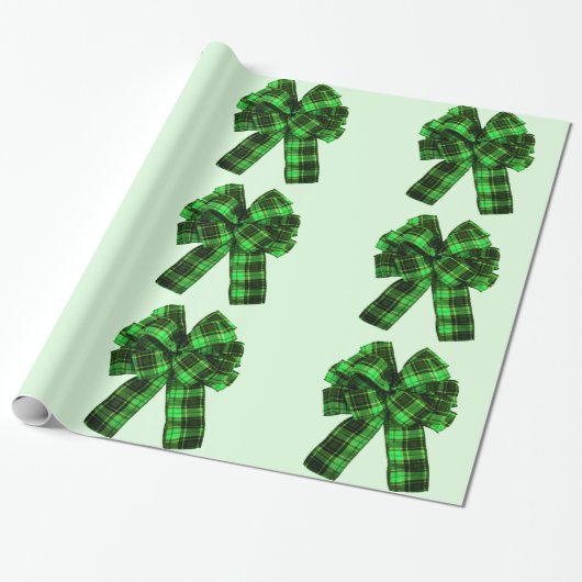 Groen geruite strikken inpakpapier (Uitgerold)