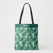 Groen geschilderde pleinen tote bag (Voorkant)