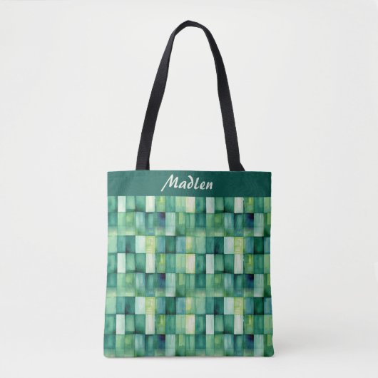 Groen geschilderde pleinen tote bag (Voorkant)