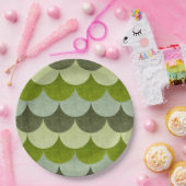 Groen geschulpte drakenschaal patroon papieren bordje (Feest)