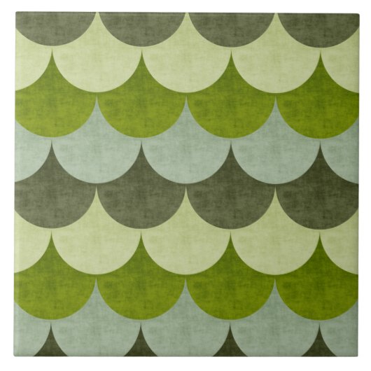 Groen geschulpte drakenschaal patroon tegeltje (Voorkant)