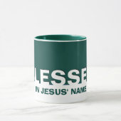 Groen GESEGEND In Jezus' Naam Christelijk Mok (Midden)
