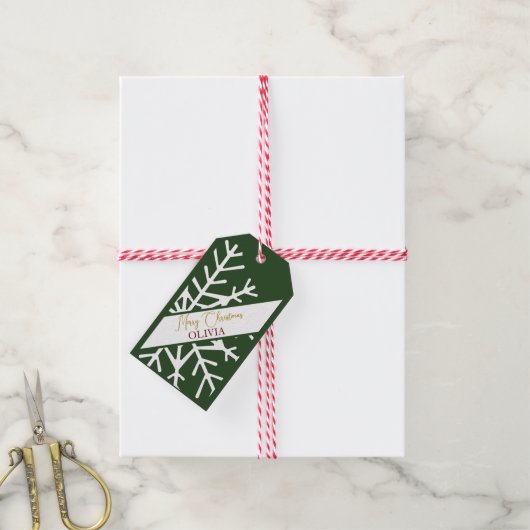 Groen gesneden kerst ornamenten cadeaulabel (Met Touw)