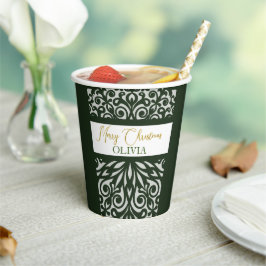 Groen gesneden kerst ornamenten papieren bekers