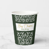 Groen gesneden kerst ornamenten papieren bekers (Achterkant)