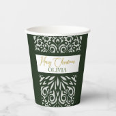 Groen gesneden kerst ornamenten papieren bekers (Voorkant)
