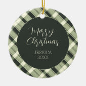 Groen gespeelde patroon Modern script Vrolijk kers Keramisch Ornament (Voorkant)