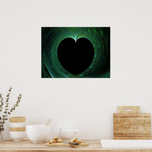 Groen gespikkeld hart poster (Keuken)
