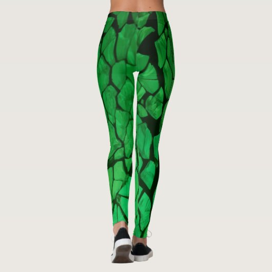 Groen gesplatteerd glas leggings (Achterkant)