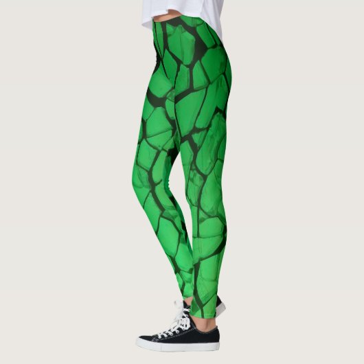 Groen gesplatteerd glas leggings (Links)