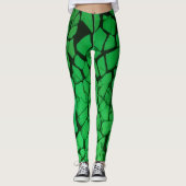 Groen gesplatteerd glas leggings (Voorkant)