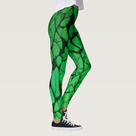 Groen gesplatteerd glas leggings (Rechts)