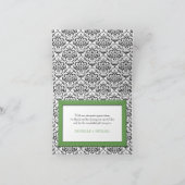 Groen gestikt Damask Bedankt Opmerking Kaarten (Binnen)