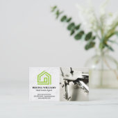 Groen gestileerd huis Logo | Sleutels Visitekaartje (Staand voorkant)