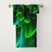 Groen gestileerde Corolla gebogen bloemblaadjes Bad Handdoek (Insitu)