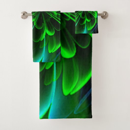 Groen gestileerde Corolla gebogen bloemblaadjes Bad Handdoek (Insitu)