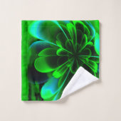 Groen gestileerde Corolla gebogen bloemblaadjes Bad Handdoek (Wasdoekje)