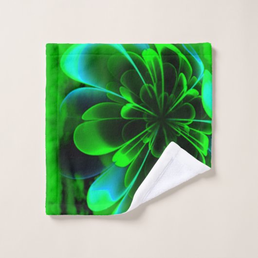 Groen gestileerde Corolla gebogen bloemblaadjes Bad Handdoek (Wasdoekje)