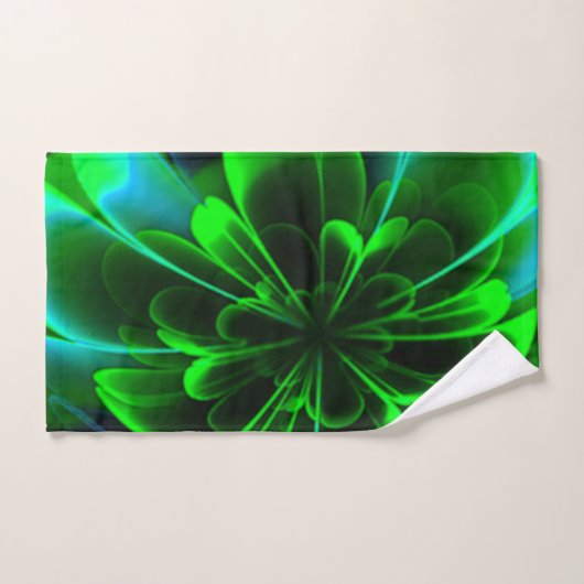 Groen gestileerde Corolla gebogen bloemblaadjes Bad Handdoek (Handdoek)