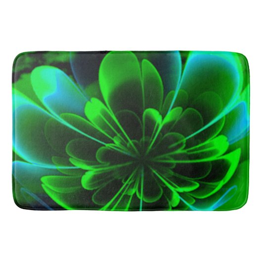 Groen gestileerde Corolla gebogen bloemblaadjes Badmat (Voorkant)