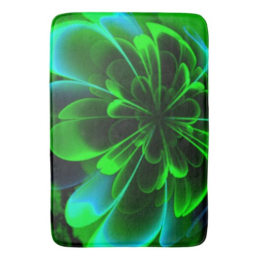 Groen gestileerde Corolla gebogen bloemblaadjes Badmat (Voorkant Verticaal)