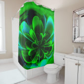 Groen gestileerde Corolla gebogen bloemblaadjes Douchegordijn (In situ)