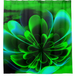 Groen gestileerde Corolla gebogen bloemblaadjes Douchegordijn