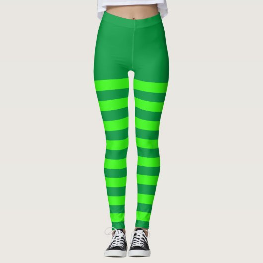 Groen gestreept leggings (Voorkant)
