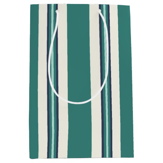 Groen gestreept medium cadeauzakje (Voorkant)