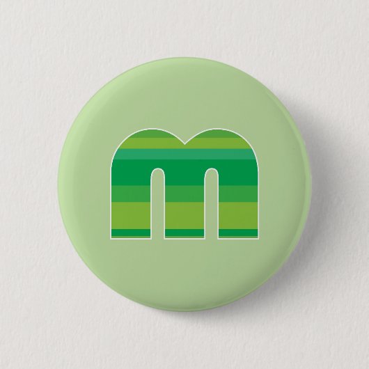 Groen gestreept monogram - letter M Ronde Button 5,7 Cm (Voorkant)