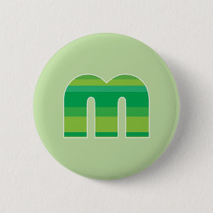 Groen gestreept monogram - letter M Ronde Button 5,7 Cm