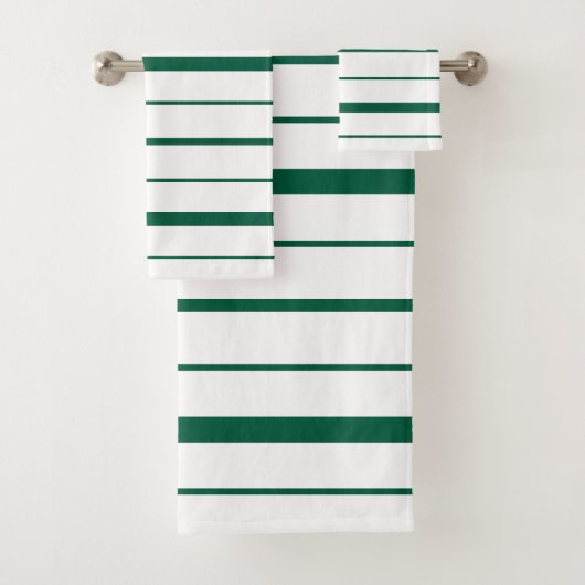 Groen gestreept ontwerp op witte badkamer bad handdoek (Insitu)