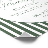 Groen gestreept preppy trouwherdenkingbord poster (Hoek)