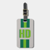 groen gestreept Shadow Monogram retro kamperen Bagagelabel (Voorkant verticaal)