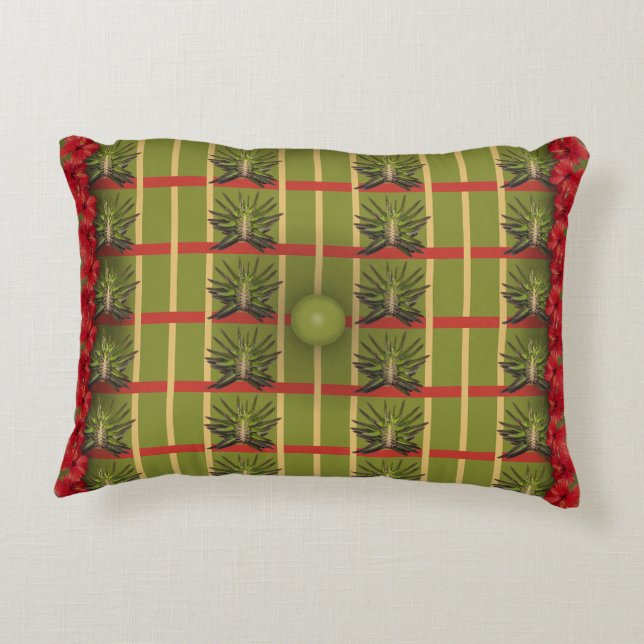 Groen gestreept, tufted stof accent kussen (Achterkant)