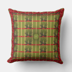 Groen gestreept, tufted stof Sierkussen