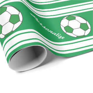 Groen gestreept Voetbal Cadeaupapier