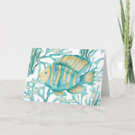 Groen gestreepte aquarel vis kaart