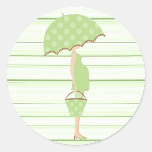 Groen Gestreepte Baby showers Stickers (Voorkant)