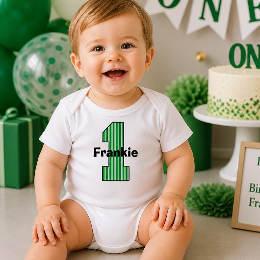 Groen Gestreepte Eerste Verjaardag Kinder Shirts
