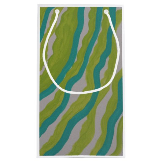 Groen gestreepte geschenktas klein cadeauzakje (Achterkant)