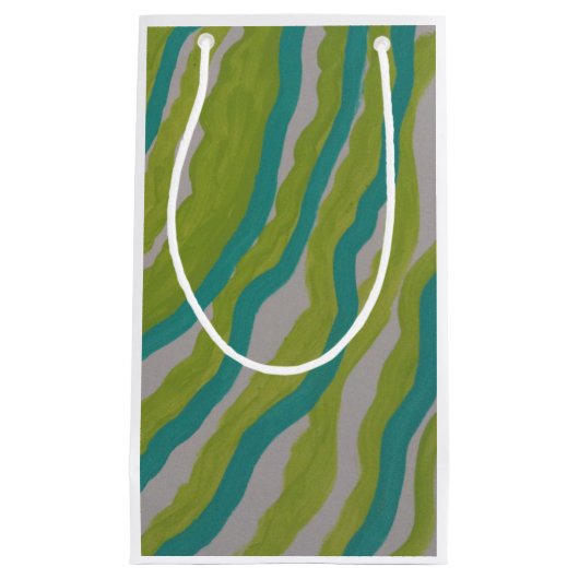 Groen gestreepte geschenktas klein cadeauzakje (Voorkant)