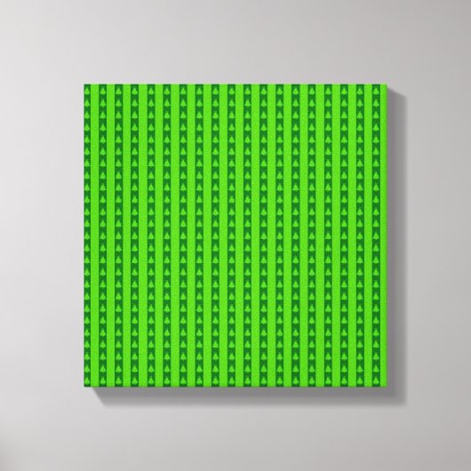 Groen gestreepte kerstboompatroon canvas afdruk (Voorkant)
