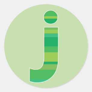 Groen gestreepte monogram - letter J Ronde Sticker