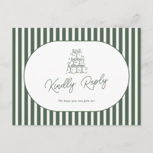 Groen gestreepte preppy huwelijkslied verzoek RSVP Briefkaart