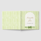 Groen Gestreepte Retro Bruiloft Gastenboek (Volledig)