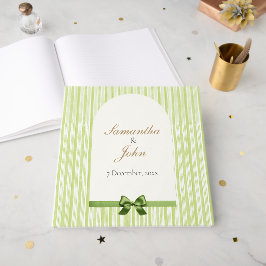 Groen Gestreepte Retro Bruiloft Gastenboek