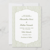 Groen gestreepte Save the Date Elegant Script Huwe Kaart (Voorkant)