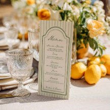 Groen Gestreepte Trouwfeest Menu