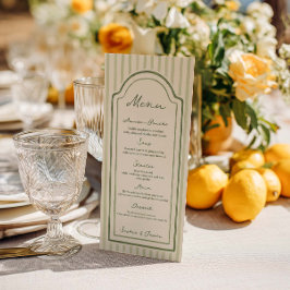 Groen Gestreepte Trouwfeest Menu